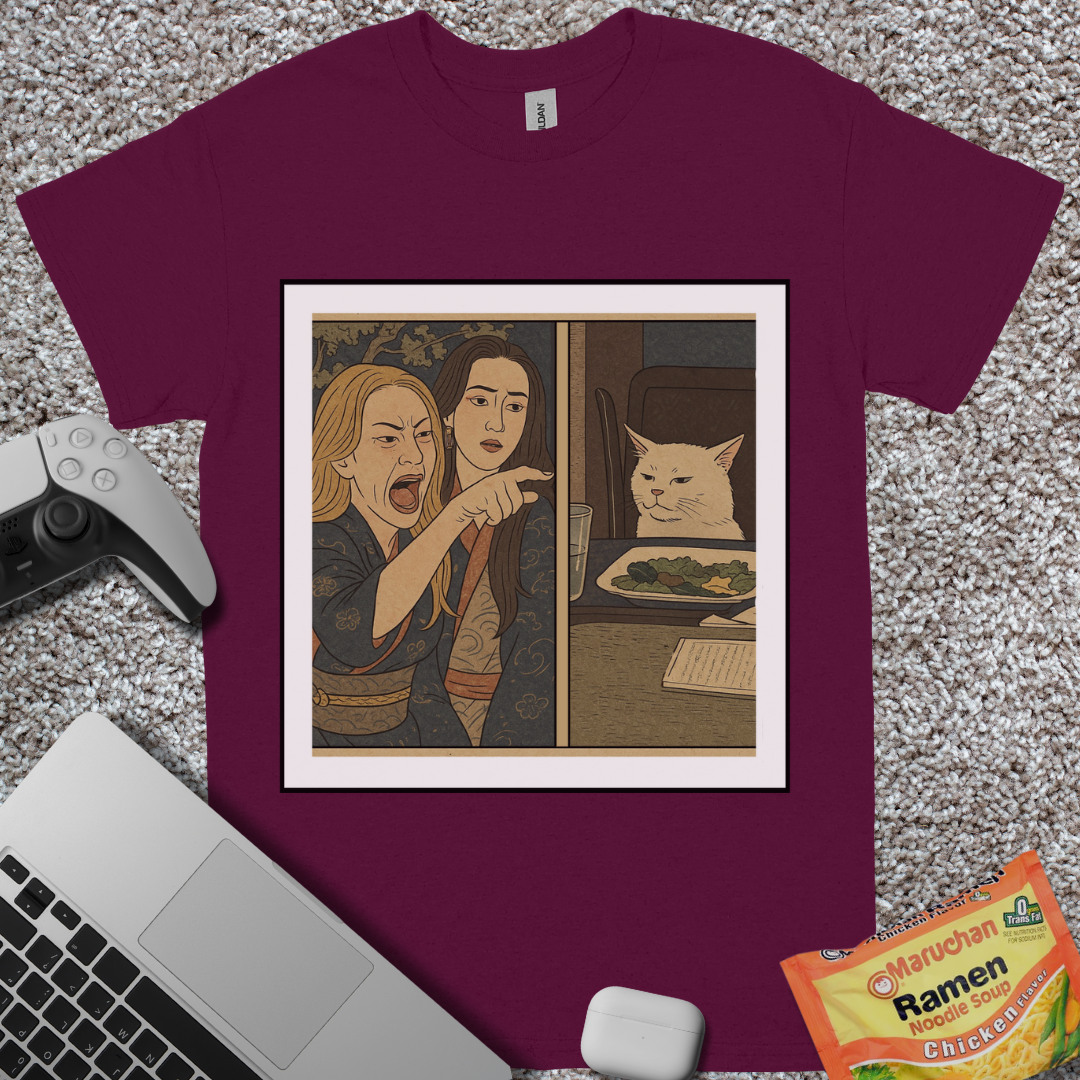 Woman Pointing at Cat T-Shirt
