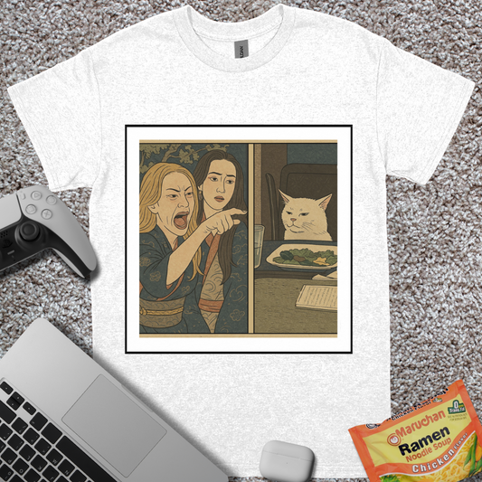 Woman Pointing at Cat T-Shirt